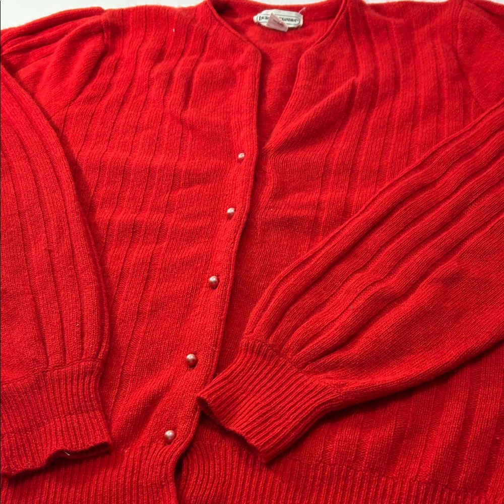 Lauren Alexandra Red Women's Cardigan Sweater - Picture 9 of 16